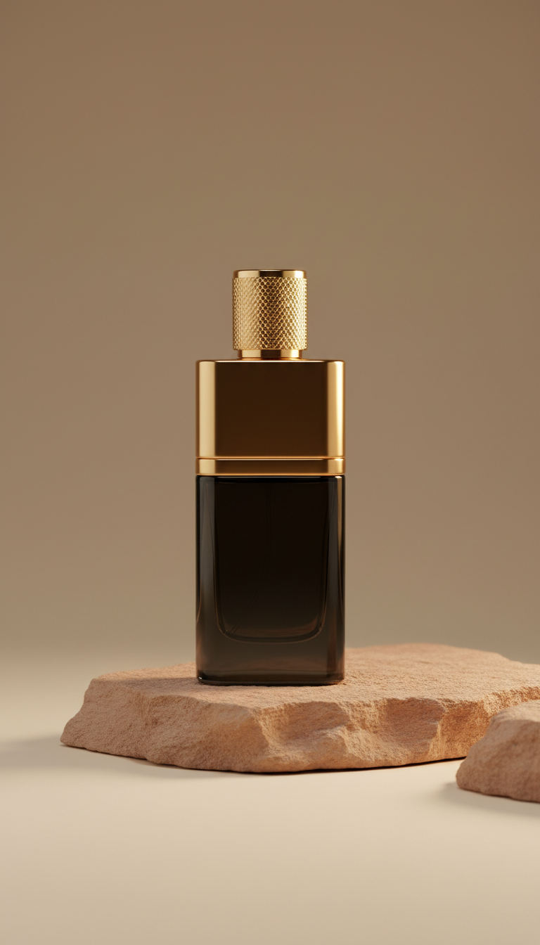 Travel Size Obsidian Glass Perfume Flakon Gold Accent